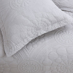 Lightly Quilted Coverlet Set | 100% Cotton | Unity Silver | Queen