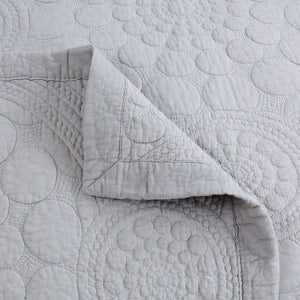 Lightly Quilted Coverlet Set | 100% Cotton | Unity Silver | Queen