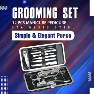 12 Pcs Set Manicure Pedicure Kit | Nail Clippers Professional Grooming Kit