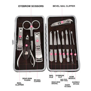 12 Pcs Set Manicure Pedicure Kit | Nail Clippers Professional Grooming Kit