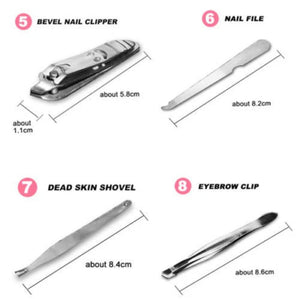 12 Pcs Set Manicure Pedicure Kit | Nail Clippers Professional Grooming Kit