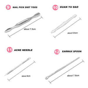 12 Pcs Set Manicure Pedicure Kit | Nail Clippers Professional Grooming Kit