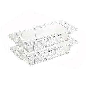 2-Pack Retractable Dish Drying Rack Basket | Drainer Over The Sink (Clear)