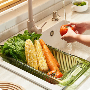 2-Pack Retractable Dish Drying Rack Basket | Drainer Over The Sink (Clear)