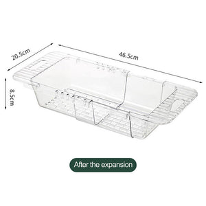 2-Pack Retractable Dish Drying Rack Basket | Drainer Over The Sink (Clear)