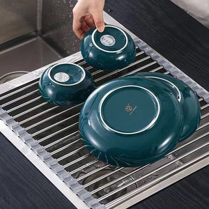 Kitchen Roll-Up Dish Drying Rack | Foldable Drainer Over Sink 304 Stainless Steel (Medium: 4730cm)