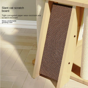 Cat Scratcher Bed Tower with Hammock | Climbing Flower Tree Condo Ladder, 120cm (Light Grey)