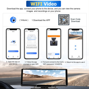 10.26" Wireless Apple Android Carplay | Dual Dash Cam Front Rear Camera | 64G Card