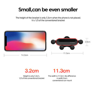 Car Phone Holder | Dark Grey | Metal Gravity 360° Rotation Ball | Universal Air Vent Mount Stand