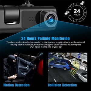 WiFi 3 Channels Dash Cam | 1080P Full HD | Car Dashcam | Free 32GB Card