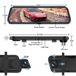 WiFi 10" 2K Dash Cam | RearView Camera | Reversing Recorder | Free 32GB Card