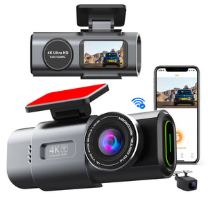 4K Dash Cam UHD 2160P | WiFi Front Dashcam | Night Vision | 64GB Card