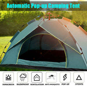 Waterproof Automatic Camping Tent | 3-4 Person, with Moisture Proof Pad (Blue)