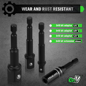 SWANLAKE Magnetic Hex Nut Driver Set | 39PCS | 1/4" Quick-Change | SAE & Metric Cr-V Steel