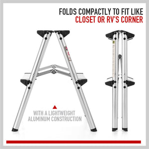 Portable Folding Ladder | 2-Step Aluminum | Lightweight Home Ladder | Anti-Slip | 150KG Capacity