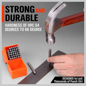 Letter & Number Stamp Punch Set | 37-Piece | DIY Hardened Ball Bearing Steel | 3mm