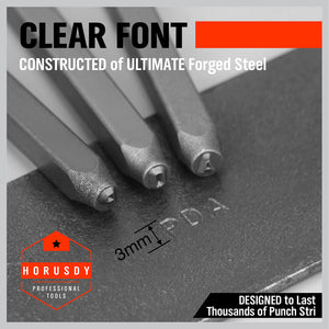 Letter & Number Stamp Punch Set | 37-Piece | DIY Hardened Ball Bearing Steel | 3mm