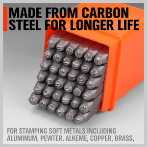 Letter & Number Stamp Punch Set | 37-Piece | DIY Hardened Ball Bearing Steel | 3mm
