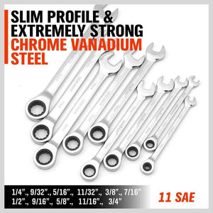 48Pc Spanner Set | Ratchet Wrench & Hex Key | Metric SAE Allen Key | W/T Rolling Pouch