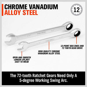 48Pc Spanner Set | Ratchet Wrench & Hex Key | Metric SAE Allen Key | W/T Rolling Pouch