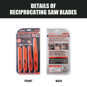Reciprocating Saw Blades Set | 10-Piece | Wood & Metal Timber Demolition Cutting Tool