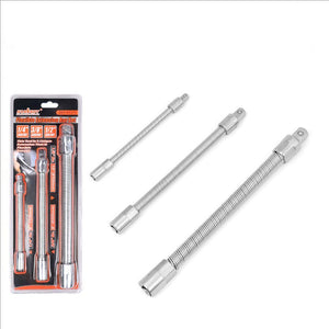 Flexible Socket Extension Bars | 3-Piece Set | 1/2" 1/4" 3/8" Drive | 10" 8" 6" Long