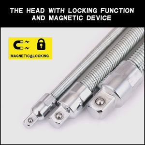 Flexible Socket Extension Bars | 3-Piece Set | 1/2" 1/4" 3/8" Drive | 10" 8" 6" Long