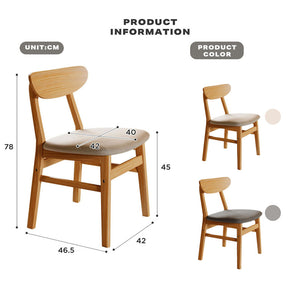 Dining Chairs | Kitchen Chair | Natural Wood | Linen Fabric | Cafe Lounge Chairs