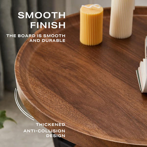 2 Tier End Table | Sofa Side End Table | Round Nightstand with Sturdy Metal Frame