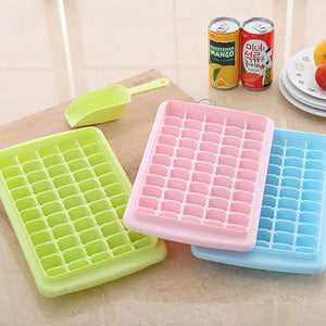 55 Grids Ice Cube Tray Mould | With Lid & Storage Box | Scoop Set | Maker Ice Cube | Blue