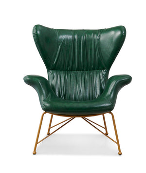 Vintage Butterfly Armchair with Gold Steel Legs | Green