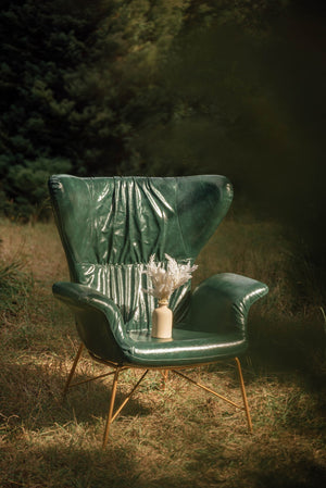 Vintage Butterfly Armchair with Gold Steel Legs | Green