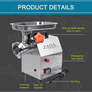 1.63HP Commercial Meat Mincer | Electric Grinder & Sausage Maker Filler, 1200W