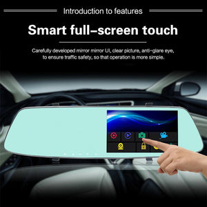 5" LCD Touch Screen Rear View Mirror Car Recorder with Separate Camera