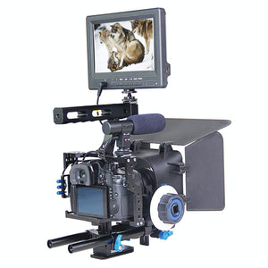 Camera Cage Stabilizer Kit | Matte Box & Follow Focus | Panasonic GH4/G7 & Sony A7 Series