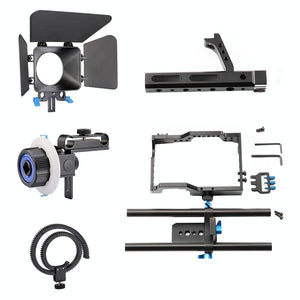 Camera Cage Stabilizer Kit | Matte Box & Follow Focus | Panasonic GH4/G7 & Sony A7 Series