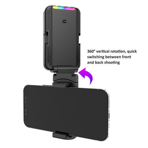 Foldable RGB Fill Light with Phone Clip & Cold Shoe Interface