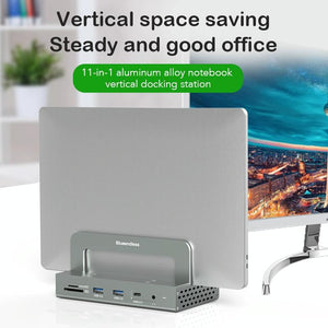 Vertical Laptop Docking Station with 4K / 60Hz Type-C Hub | 10-In-1 | Without LAN