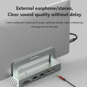 Vertical Laptop Docking Station with 4K / 60Hz Type-C Hub | 10-In-1 | Without LAN