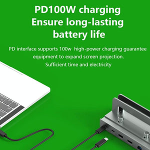 Vertical Laptop Docking Station with 4K / 60Hz Type-C Hub | 10-In-1 | Without LAN