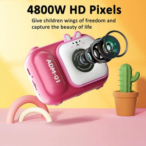 48MP Dual Lens Kids Digital Camera with 2.4" IPS Screen & 32GB TF Card | Blue Fox | Without TF Card | Pink Bunny