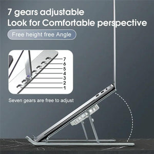 Foldable Laptop Cooling Stand with Ambient Light | Silver