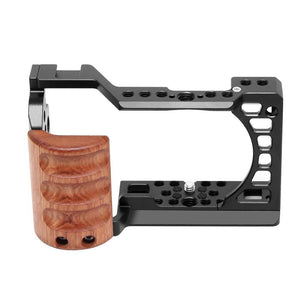 Wood Handle Metal Camera Cage for Sony A6400 / A6300 / A6100 / A6000 | Stabilizer Rig
