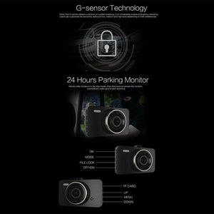 3 Car Dash Cam with 1080P HD Night Vision & 170 Degree View