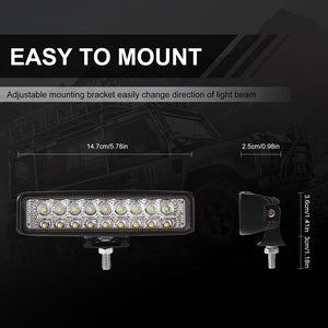 6 Inch LED Spotlight | DC 10-30V | 10W | Dual Color | 2-Row Working Lamp