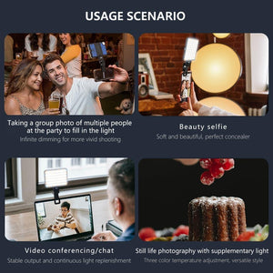 Rechargeable Clip Fill Light | 60 LEDs | 3 Light Modes | Front & Back Clip | A Type Blue - B Type Blue