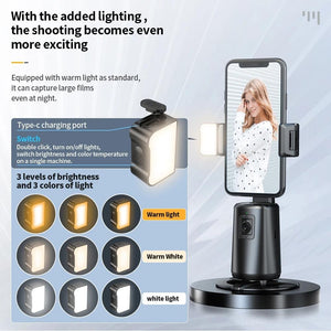 Auto Tracking Gimbal Stabilizer with Fill Light & Selfie Stick | 360° Rotation | A200 Set 2