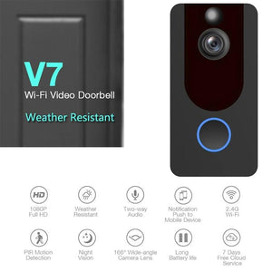 Smart WiFi Video Doorbell | 1080P HD | Intercom + Weatherproof