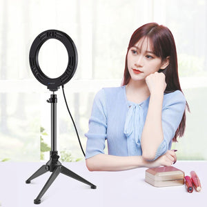 6.2" LED Ring Light with USB 3 Modes Dimmable | Desktop Tripod | Cold Shoe Ball Head