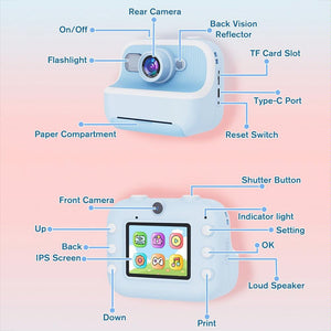 Blue Children's Thermal Camera with Dual-Camera 1080P HD | 2400W Pixel | 2.4-Inch Display | Purple